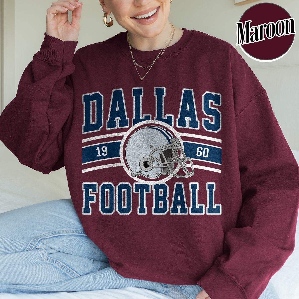 Unisex Dallas football vintage crewneck sweatshirt for men and women