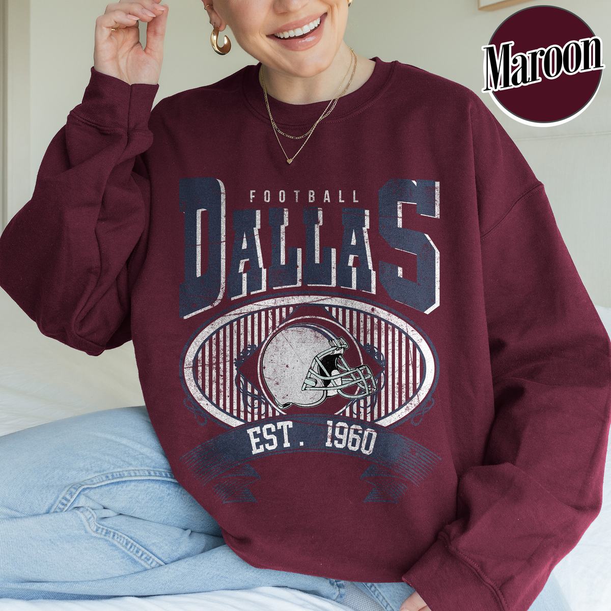 Unisex Dallas football vintage crewneck sweatshirt for men and women