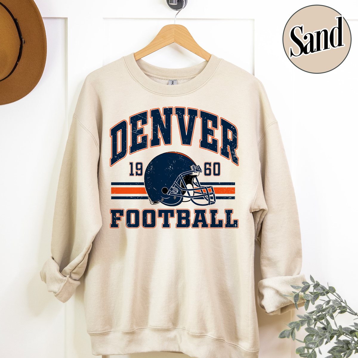 Unisex Denver football vintage crewneck sweatshirt for men and women