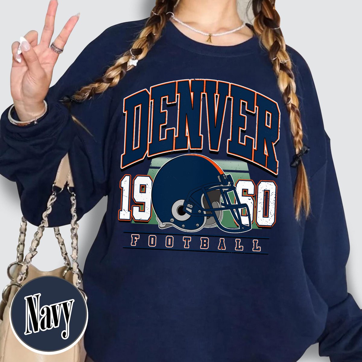 Unisex Denver football vintage crewneck sweatshirt for men and women