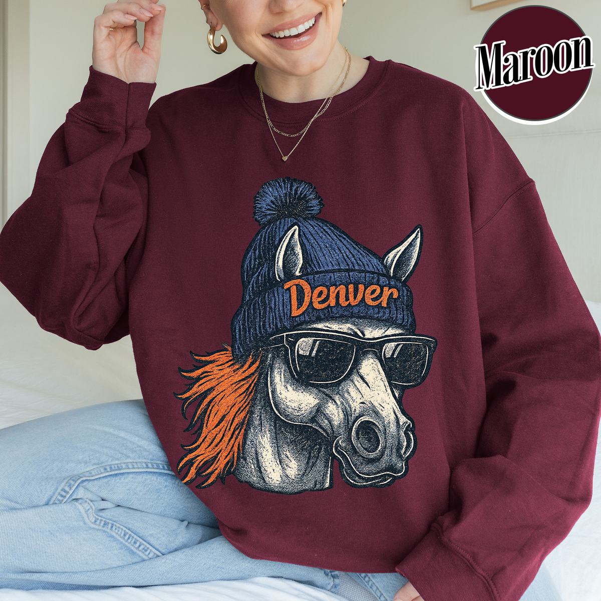 Unisex Denver football vintage crewneck sweatshirt for men and women