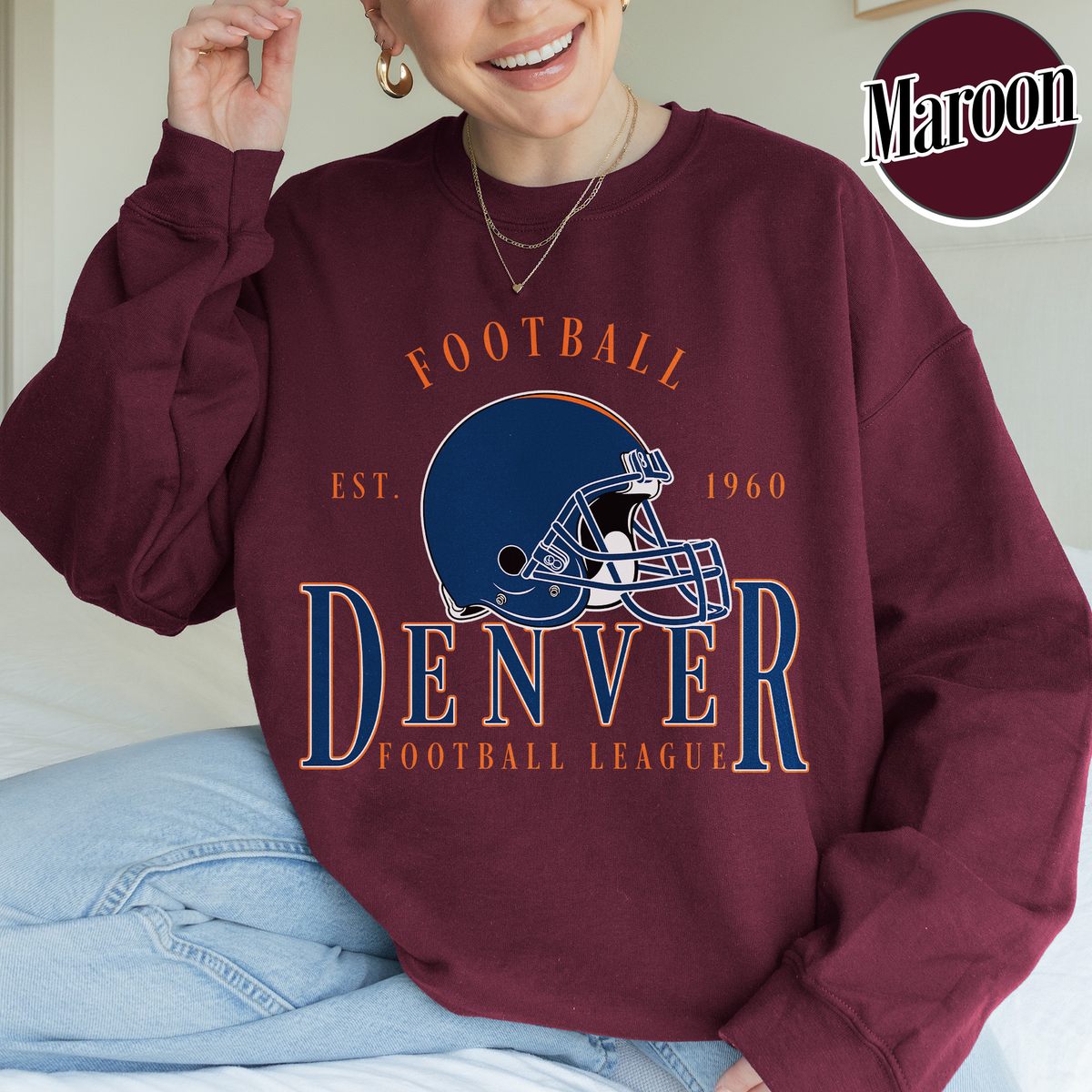 Unisex Denver football vintage crewneck sweatshirt for men and women