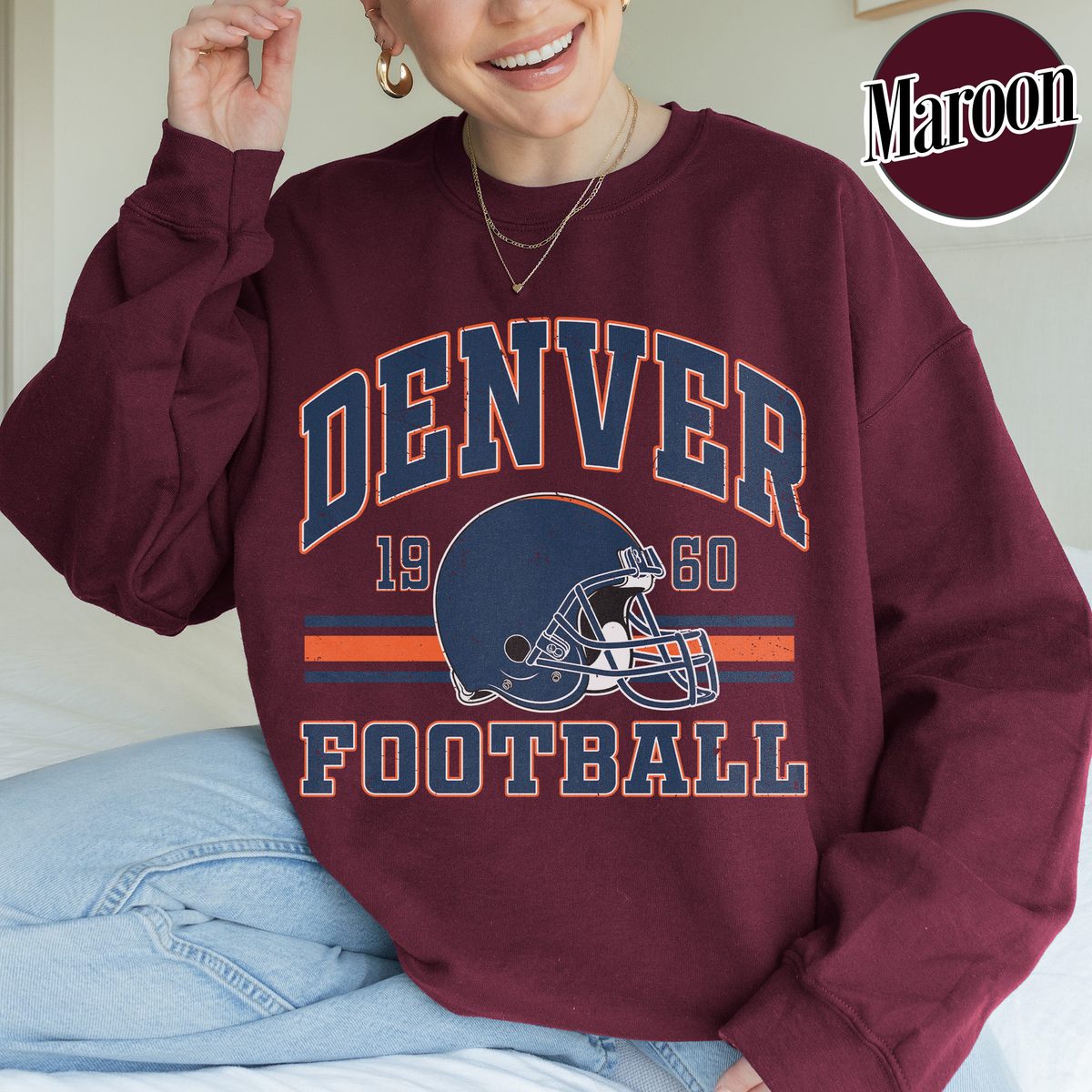 Unisex Denver football vintage crewneck sweatshirt for men and women