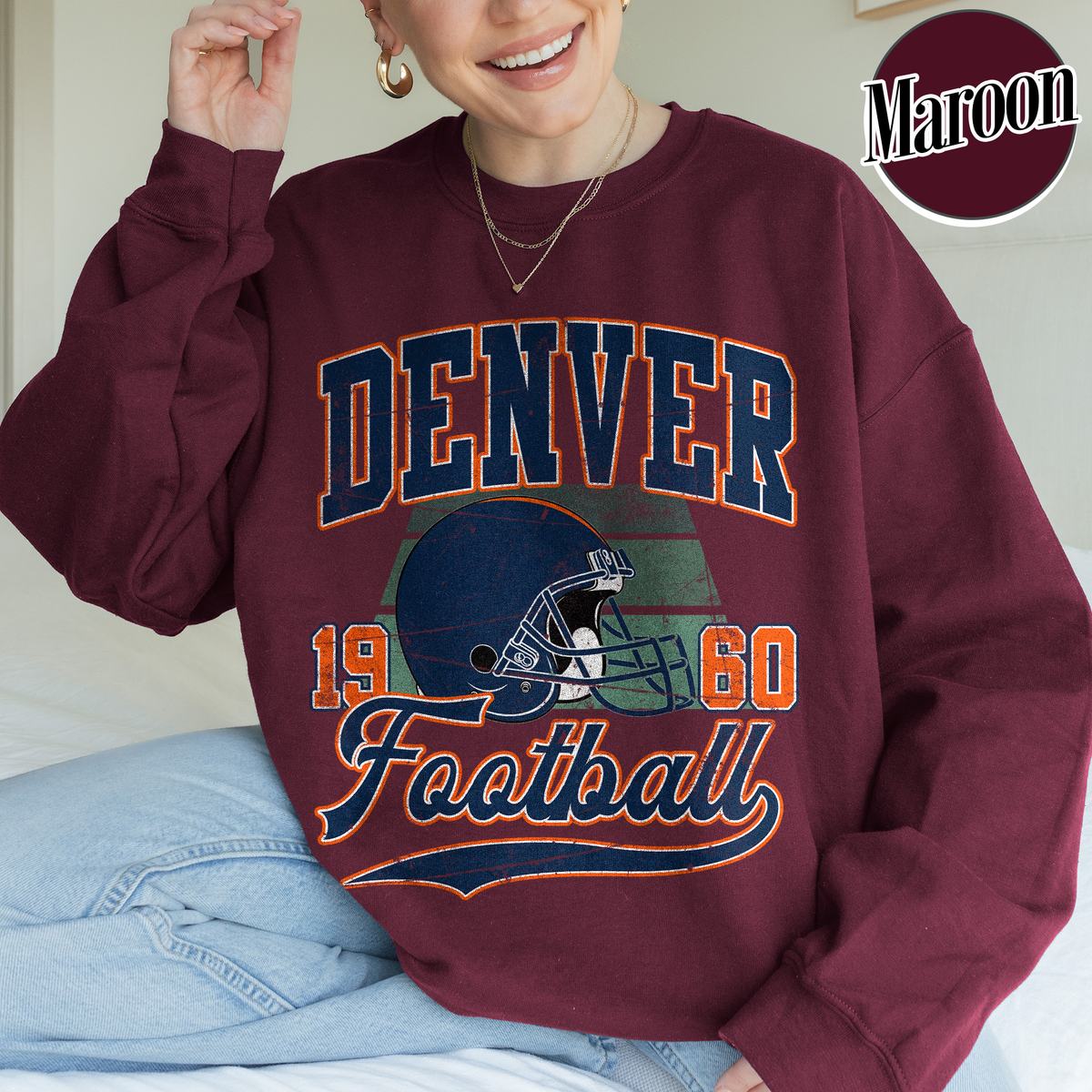 Unisex Denver football vintage crewneck sweatshirt for men and women