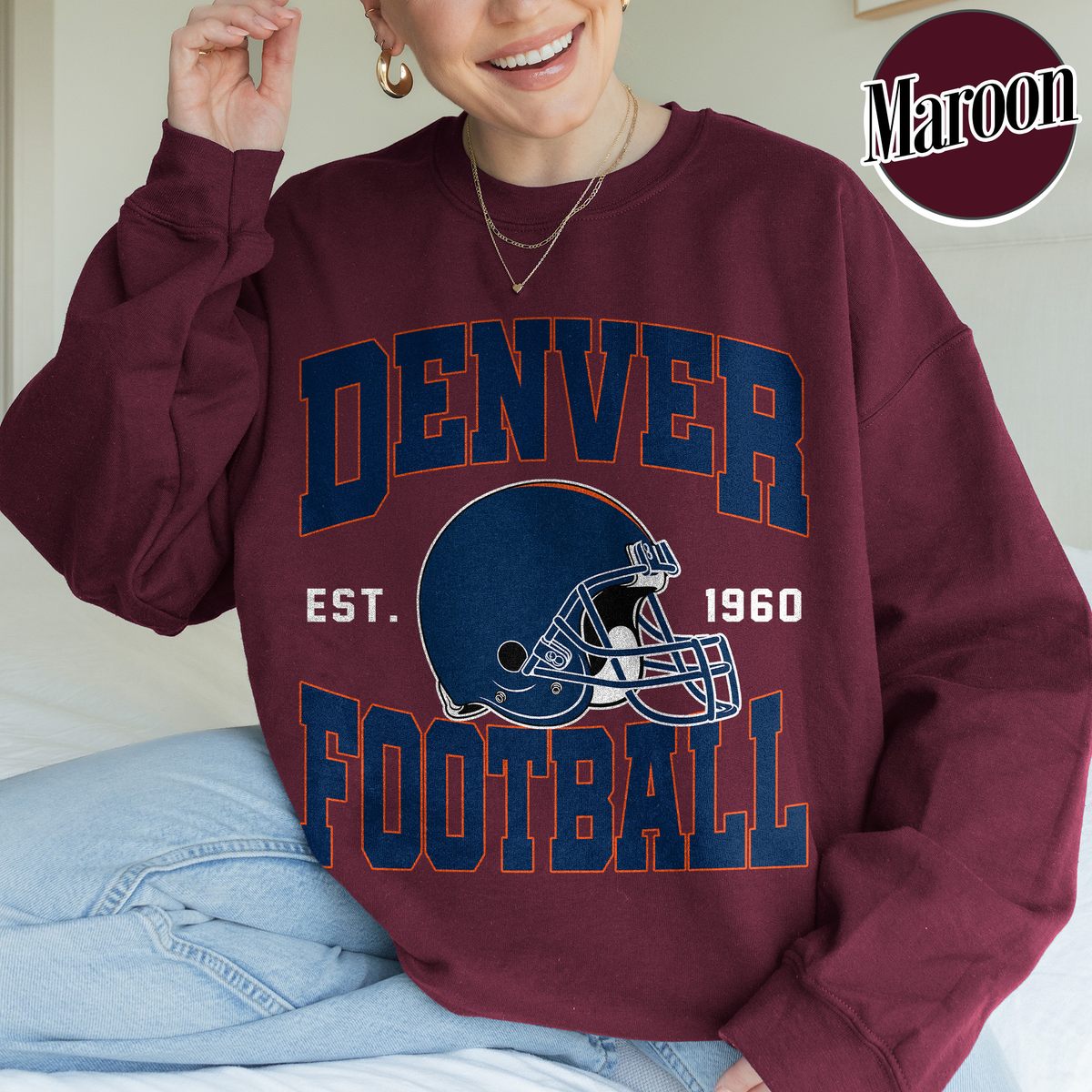 Unisex Denver football vintage crewneck sweatshirt for men and women
