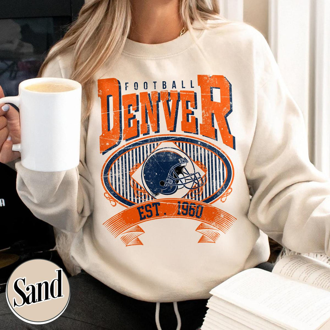 Unisex Denver football vintage crewneck sweatshirt for men and women