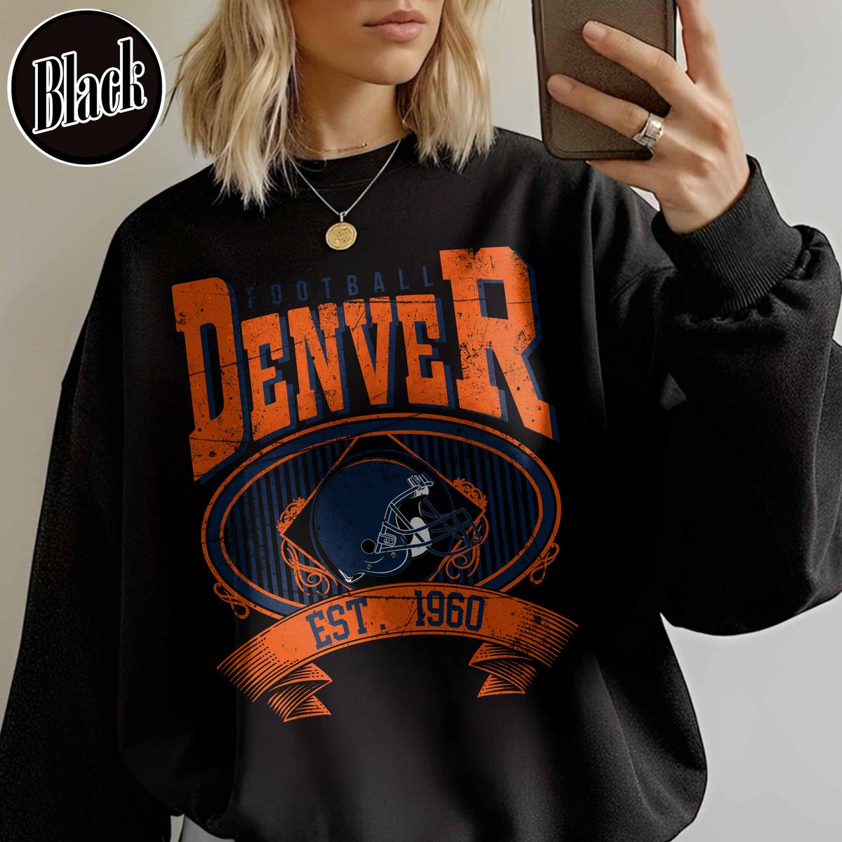 Unisex Denver football vintage crewneck sweatshirt for men and women