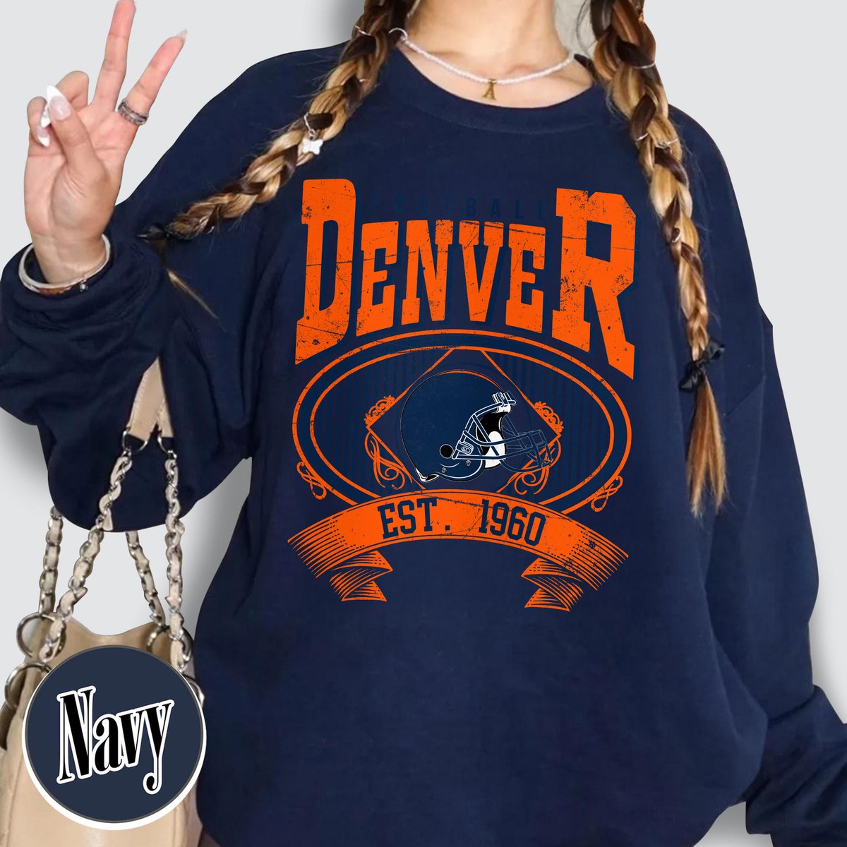 Unisex Denver football vintage crewneck sweatshirt for men and women