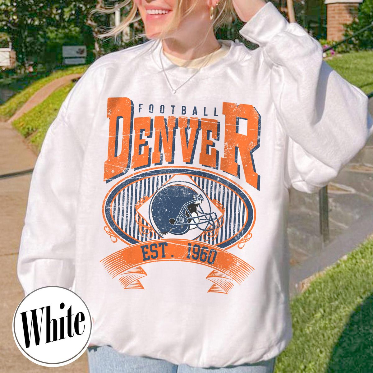 Unisex Denver football vintage crewneck sweatshirt for men and women
