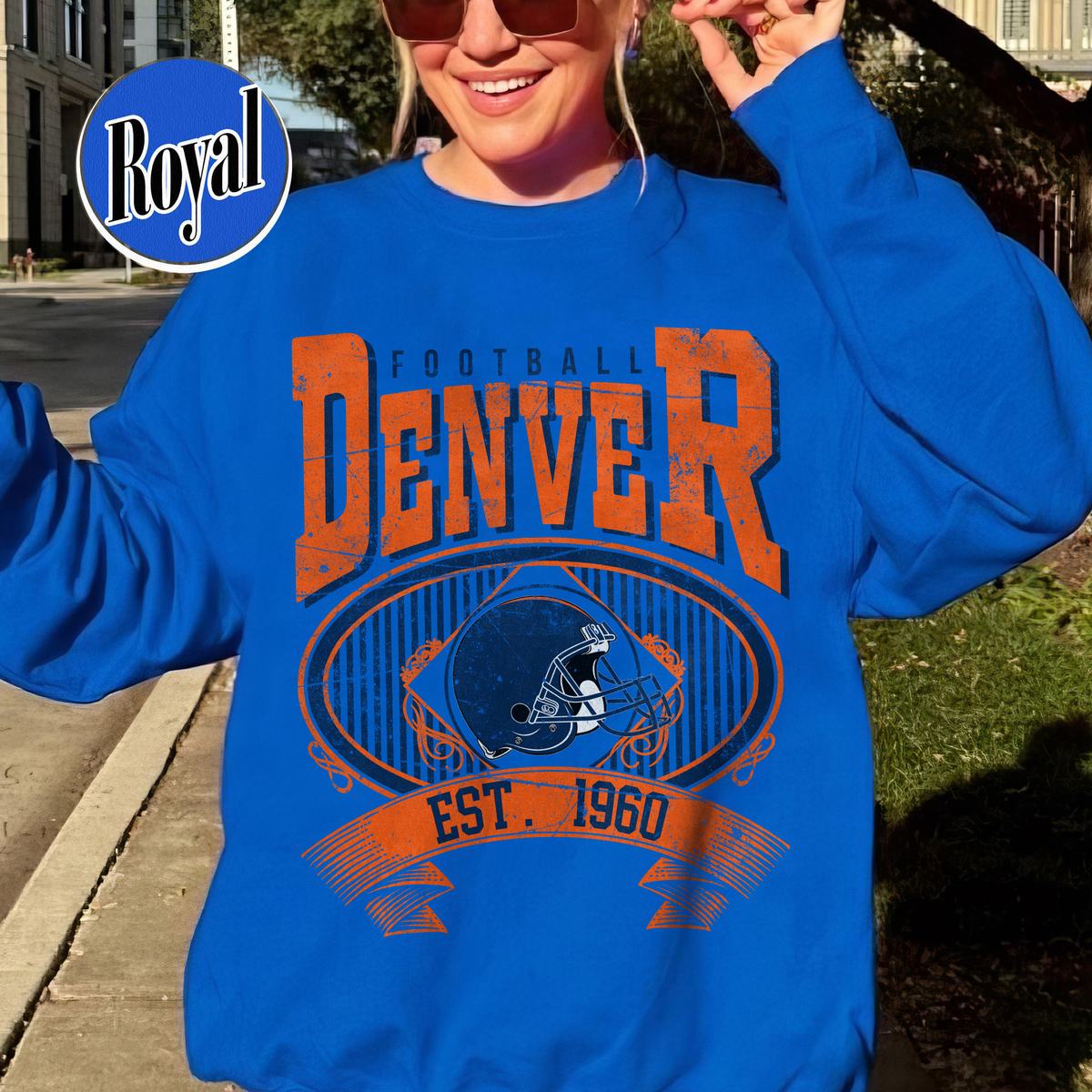 Unisex Denver football vintage crewneck sweatshirt for men and women