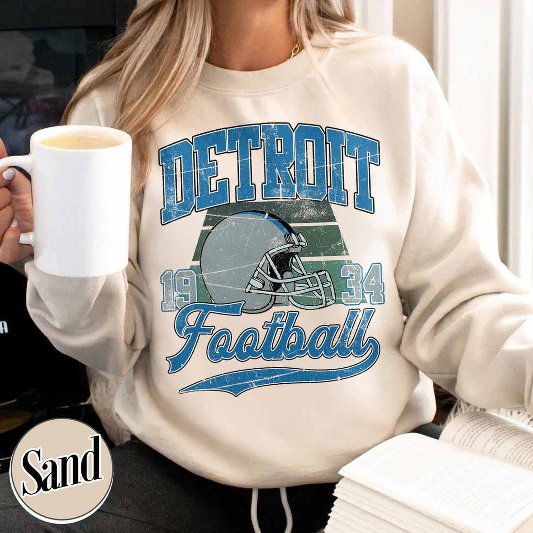 Unisex Detroit football vintage crewneck sweatshirt for men and women