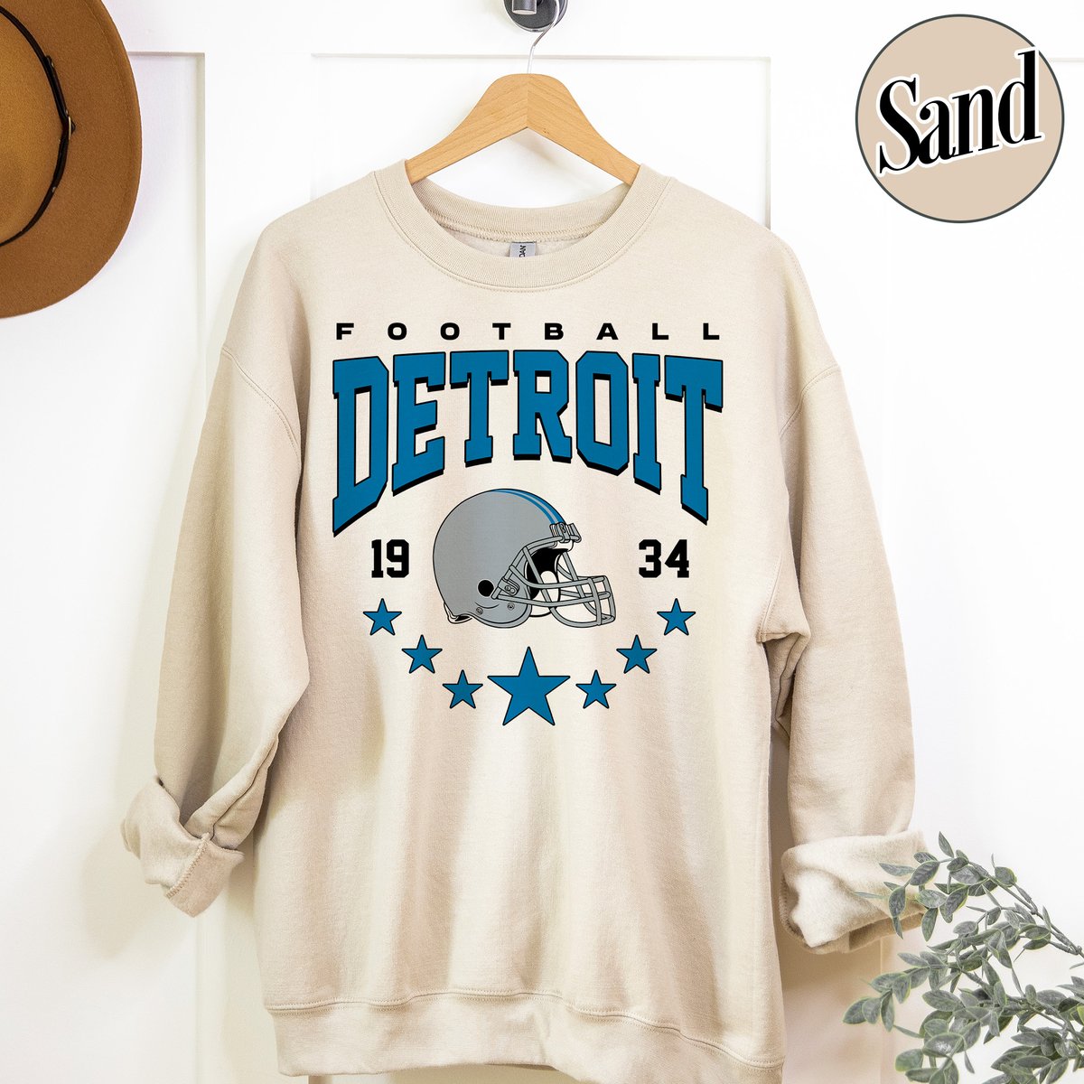 Unisex Detroit football vintage crewneck sweatshirt for men and women