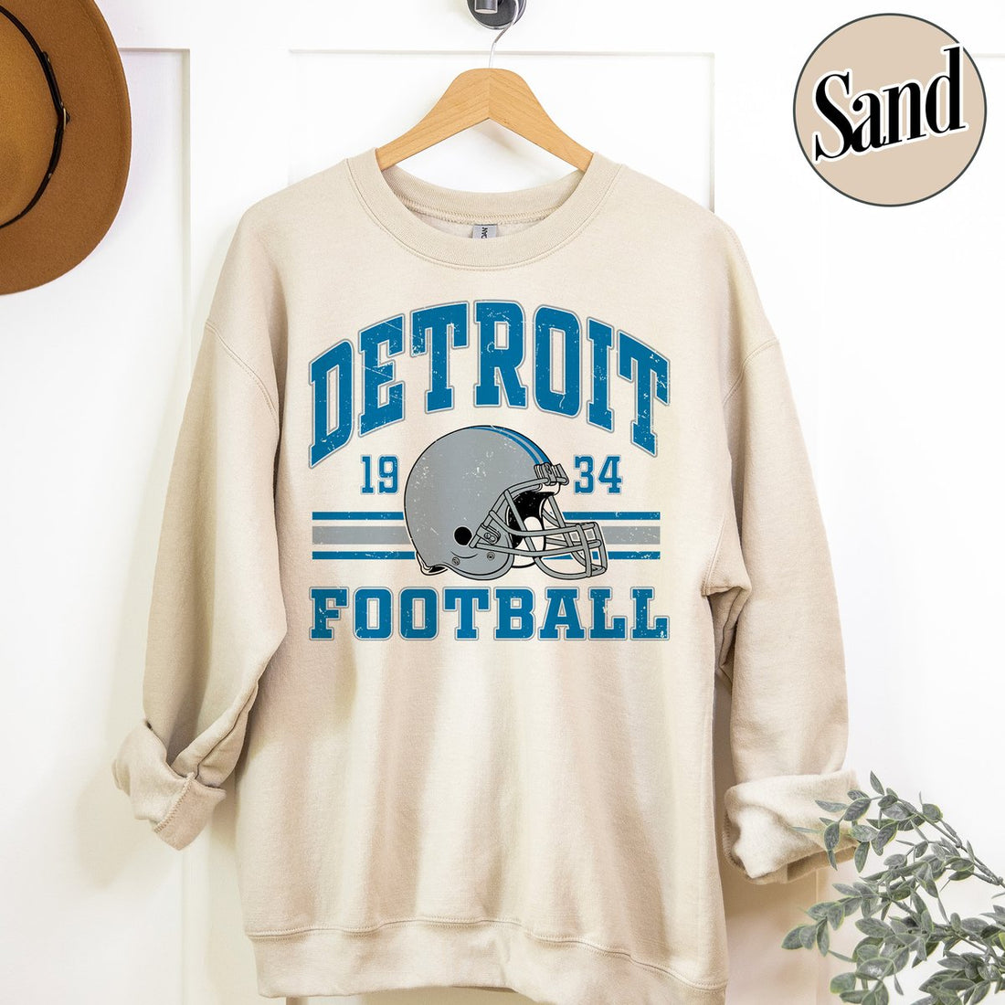 Unisex Detroit football vintage crewneck sweatshirt for men and women