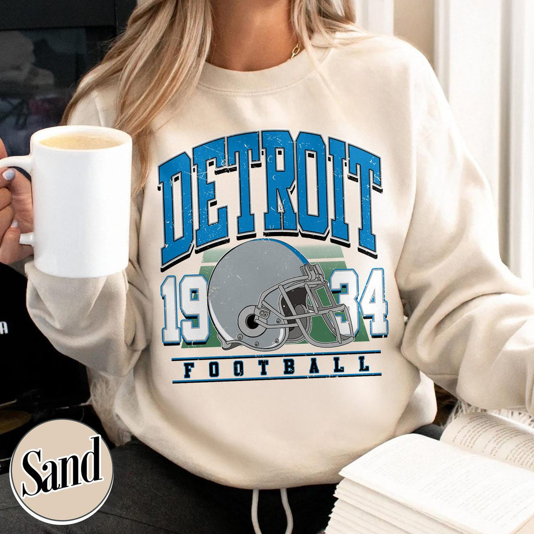 Unisex Detroit football vintage crewneck sweatshirt for men and women