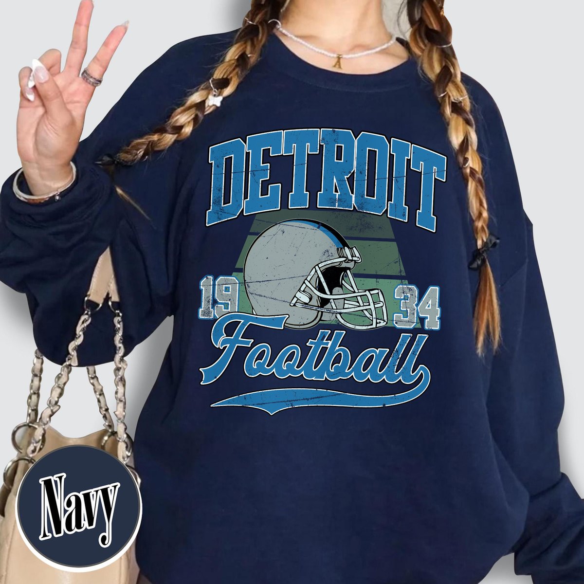 Unisex Detroit football vintage crewneck sweatshirt for men and women