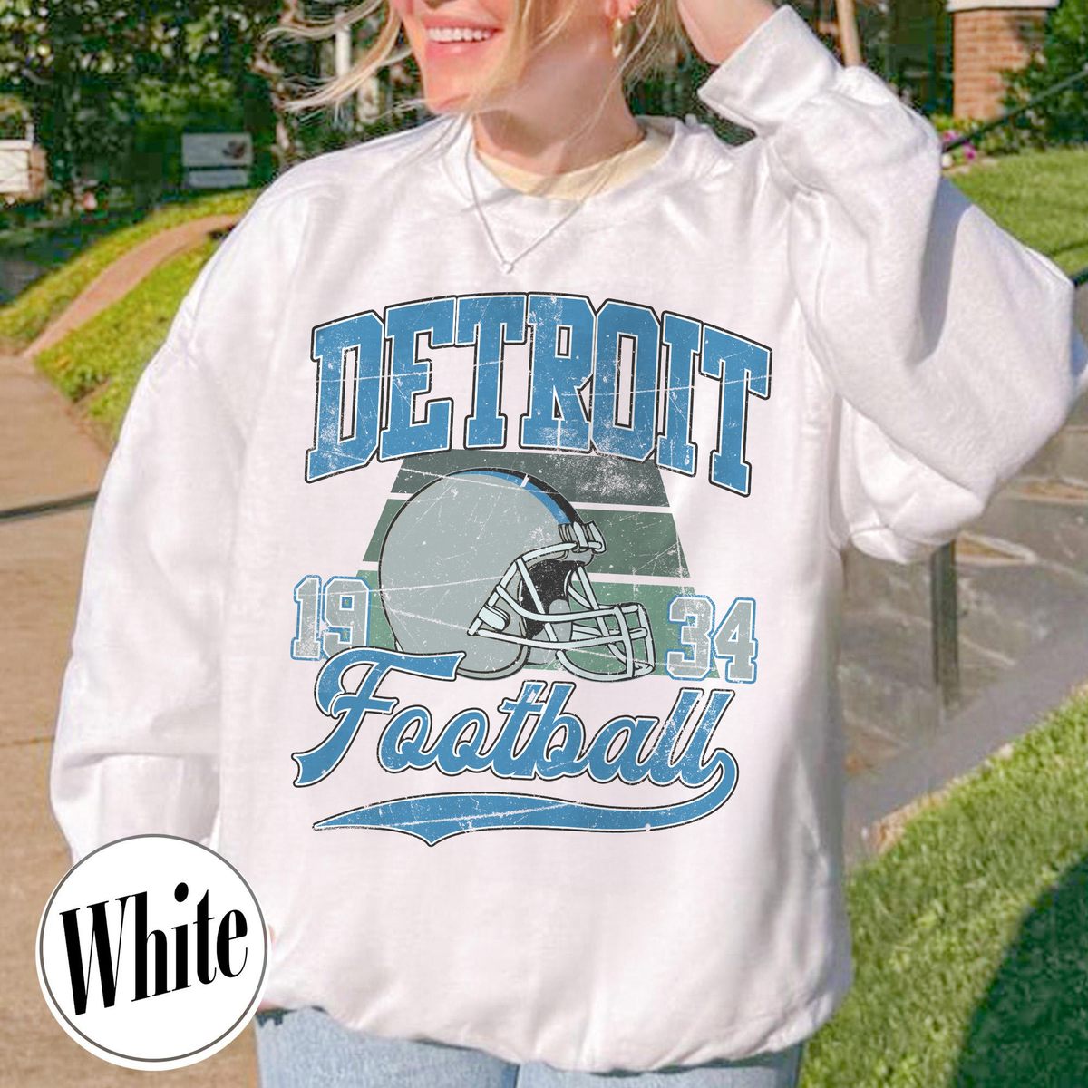 Unisex Detroit football vintage crewneck sweatshirt for men and women