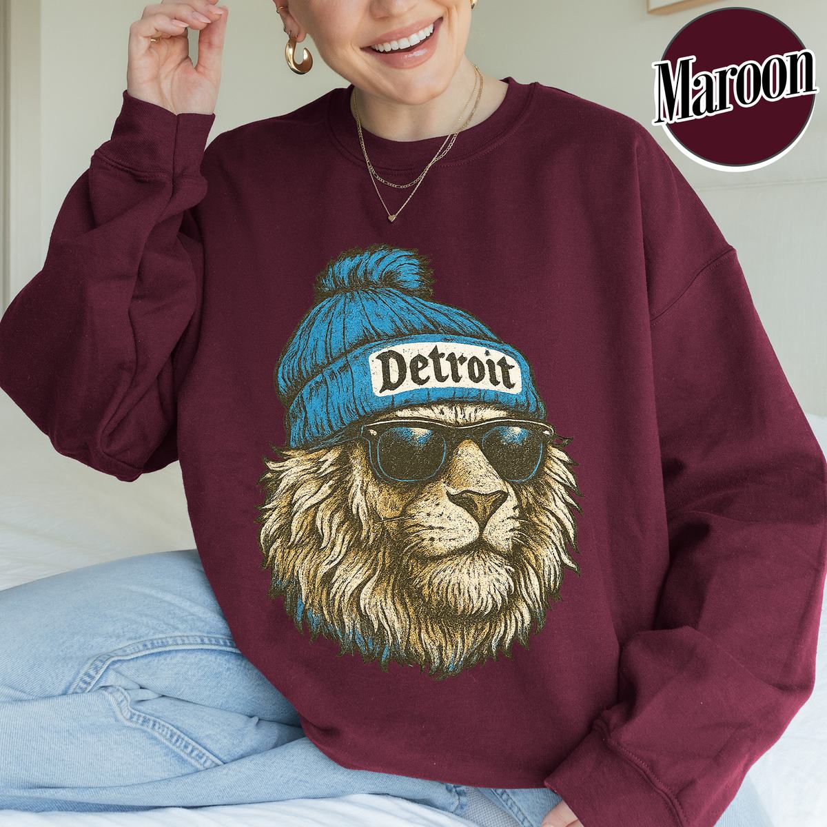 Unisex Detroit football vintage crewneck sweatshirt for men and women