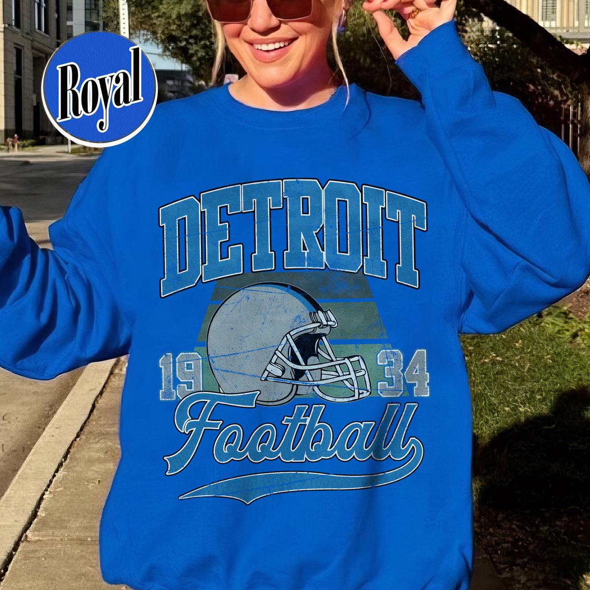 Unisex Detroit football vintage crewneck sweatshirt for men and women