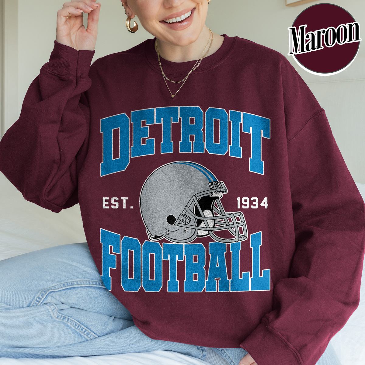Unisex Detroit football vintage crewneck sweatshirt for men and women