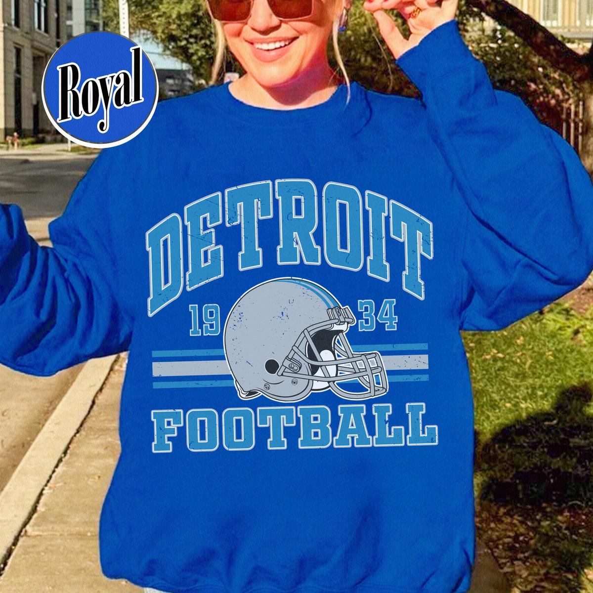 Unisex Detroit football vintage crewneck sweatshirt for men and women