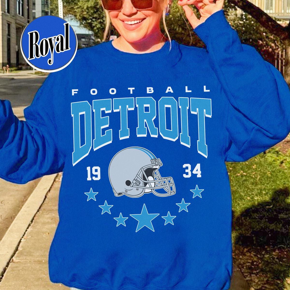Unisex Detroit football vintage crewneck sweatshirt for men and women