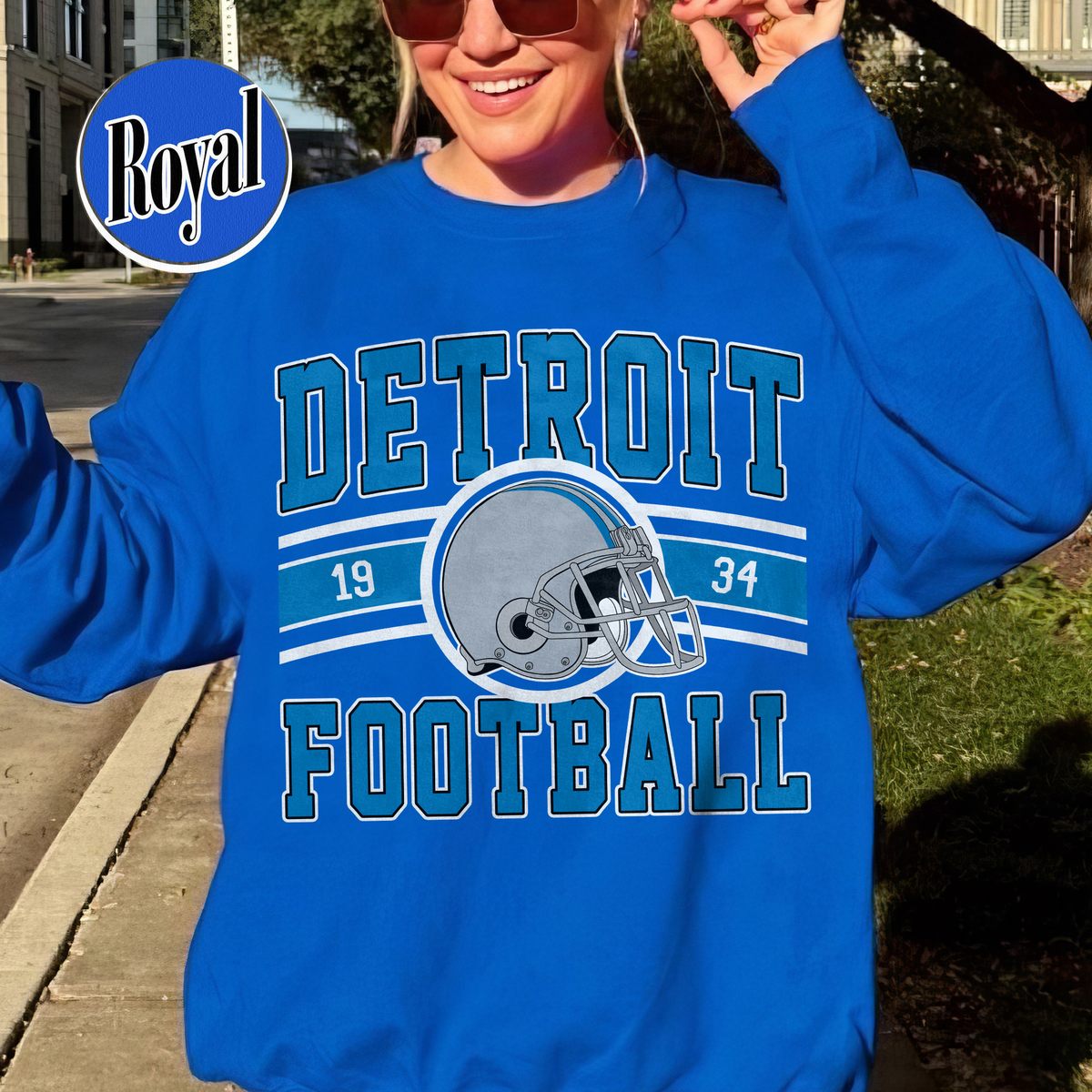 Unisex Detroit football vintage crewneck sweatshirt for men and women