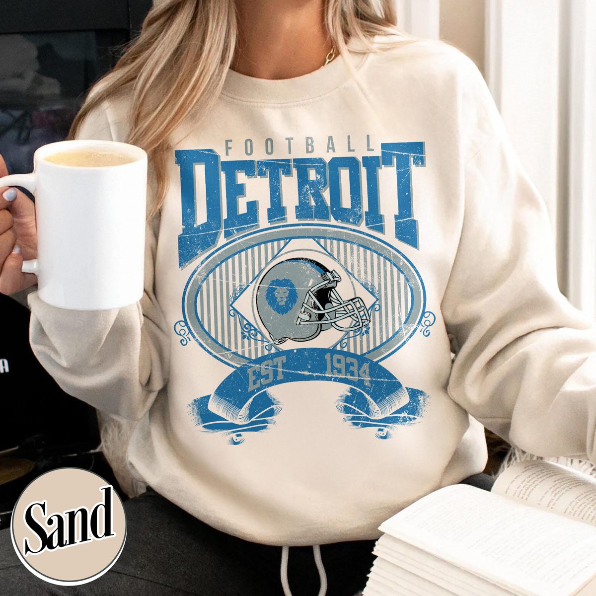 Unisex Detroit football vintage crewneck sweatshirt for men and women