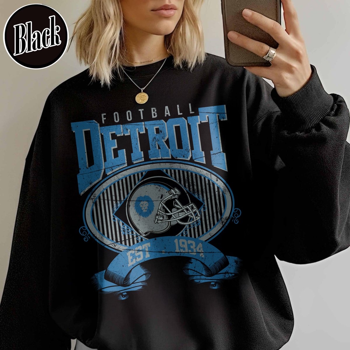 Unisex Detroit football vintage crewneck sweatshirt for men and women