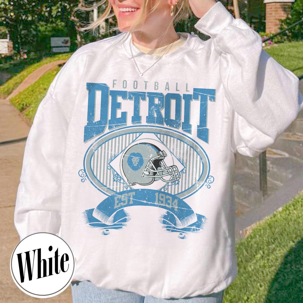 Unisex Detroit football vintage crewneck sweatshirt for men and women