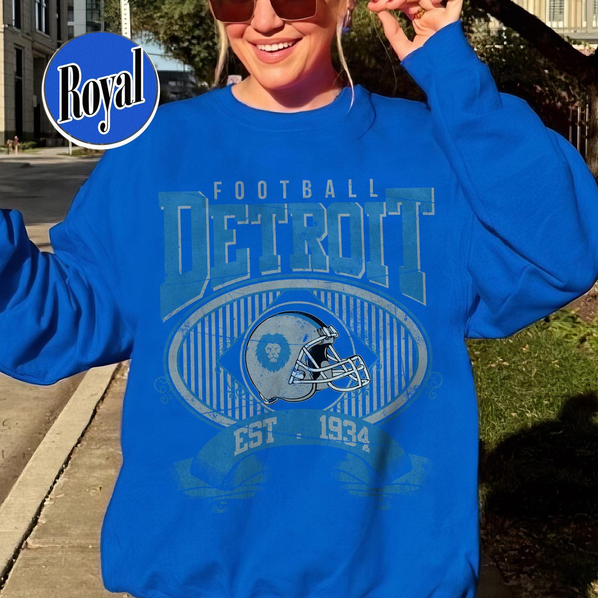 Unisex Detroit football vintage crewneck sweatshirt for men and women