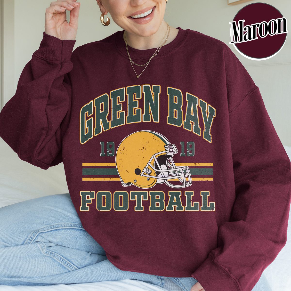 Unisex Green Bay football vintage crewneck sweatshirt for men and women