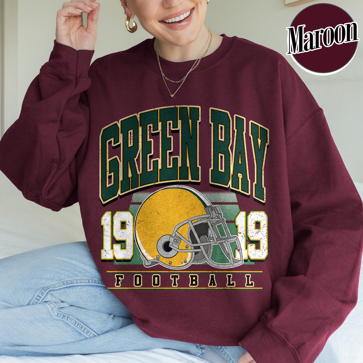 Unisex Green Bay football vintage crewneck sweatshirt for men and women