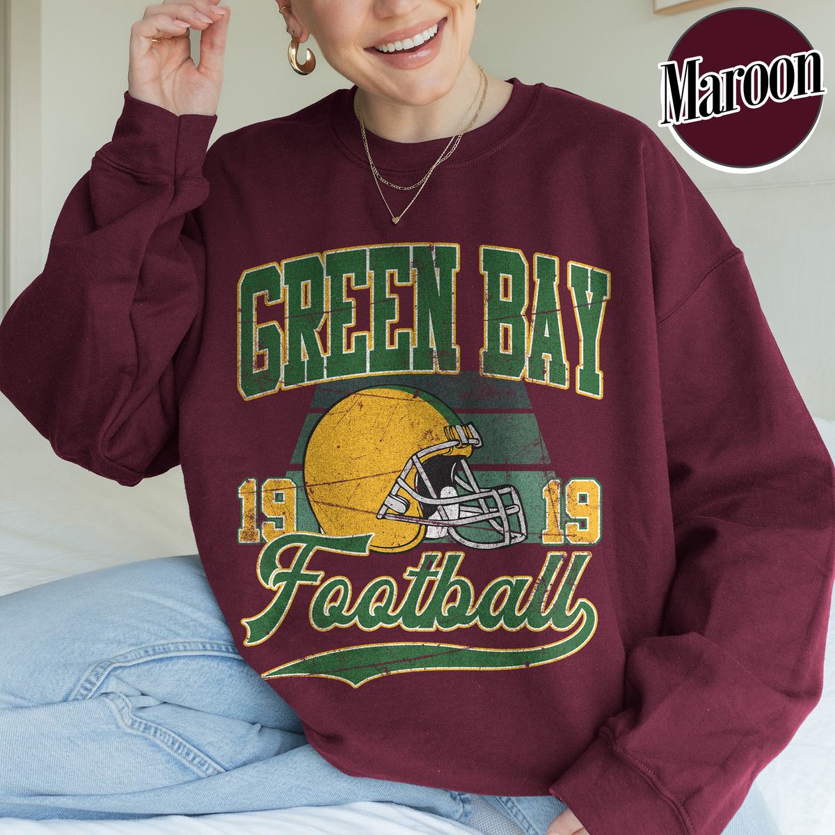 Unisex Green Bay football vintage crewneck sweatshirt for men and women