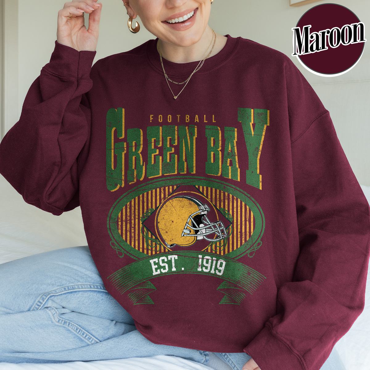 Unisex Green Bay football vintage crewneck sweatshirt for men and women