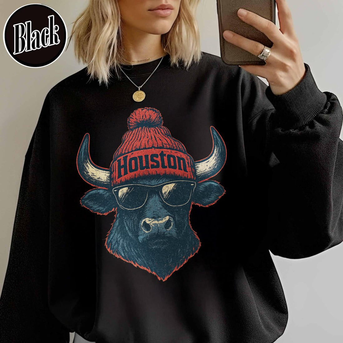 Unisex Houston football vintage crewneck sweatshirt for men and women
