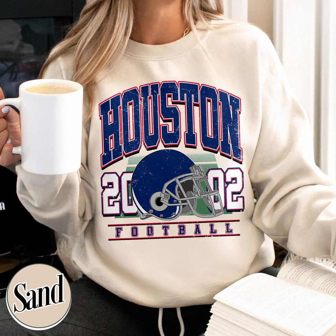 Unisex Houston football vintage crewneck sweatshirt for men and women