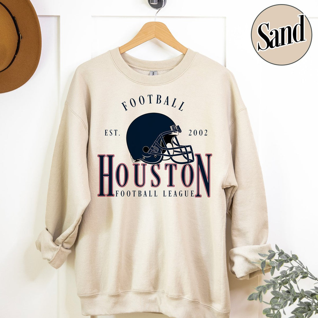 Unisex Houston football vintage crewneck sweatshirt for men and women