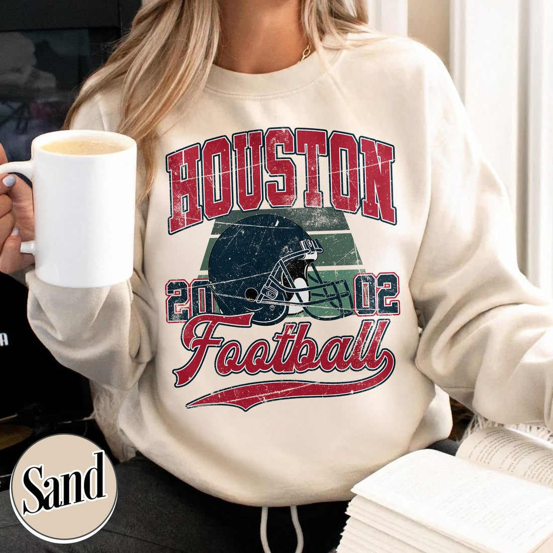 Unisex Houston football vintage crewneck sweatshirt for men and women