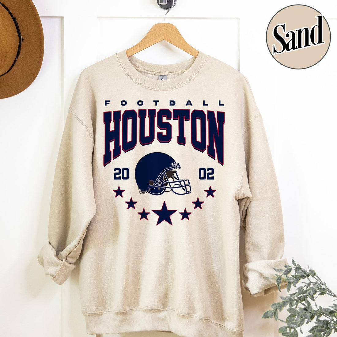 Unisex Houston football vintage crewneck sweatshirt for men and women