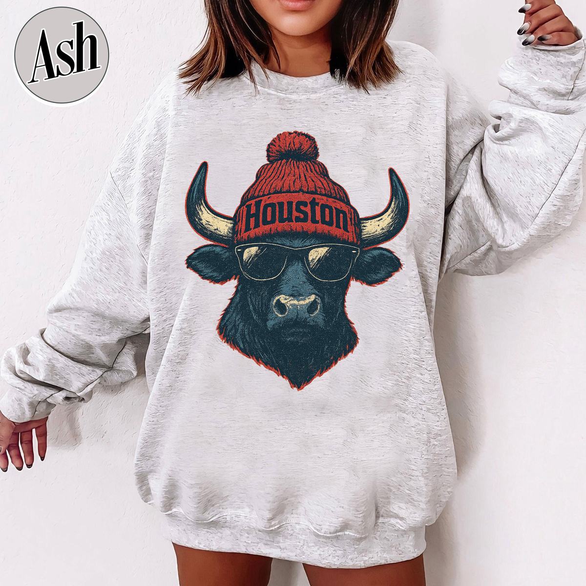 Unisex Houston football vintage crewneck sweatshirt for men and women