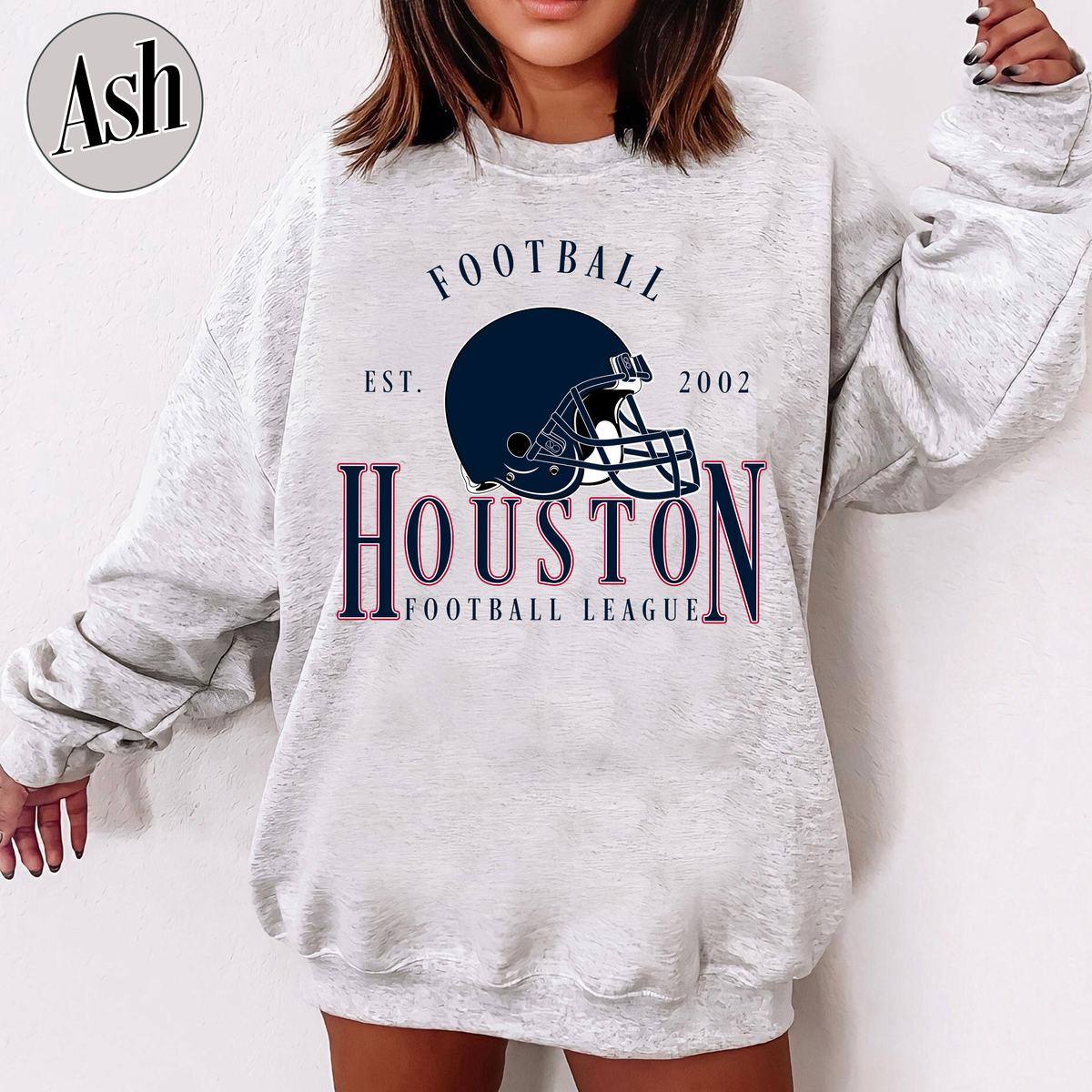 Unisex Houston football vintage crewneck sweatshirt for men and women