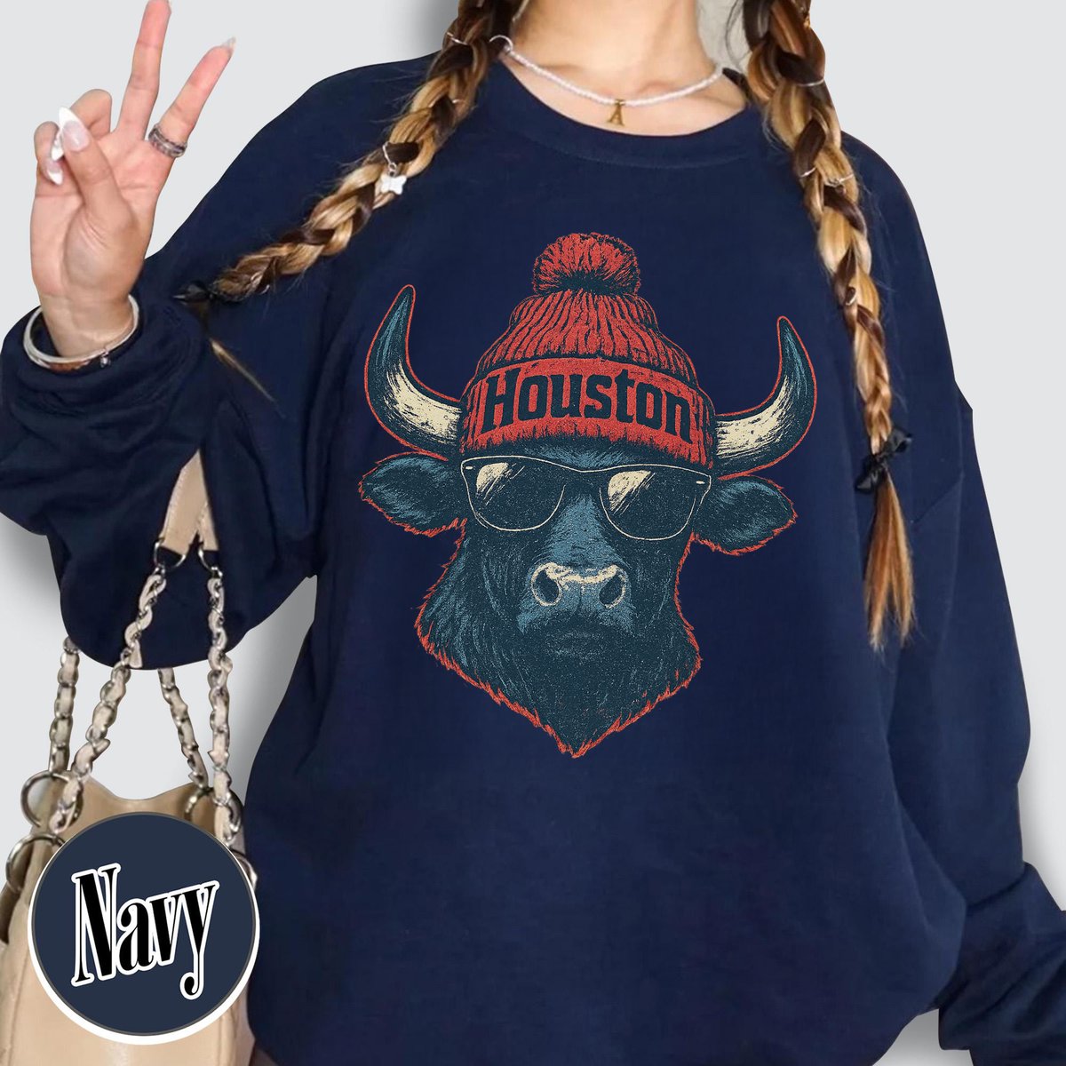 Unisex Houston football vintage crewneck sweatshirt for men and women