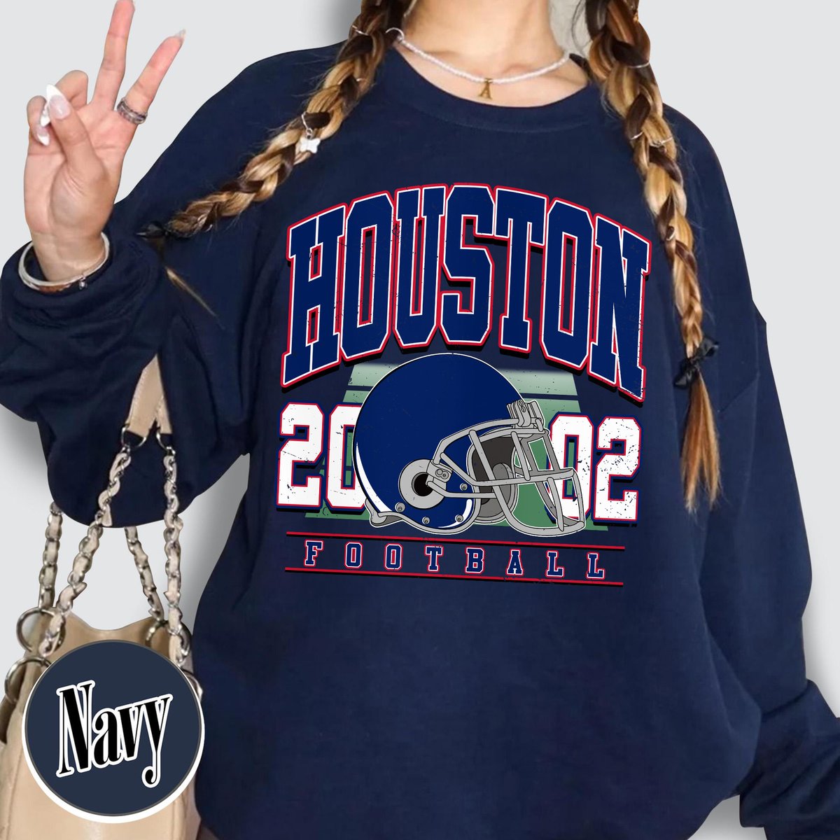 Unisex Houston football vintage crewneck sweatshirt for men and women