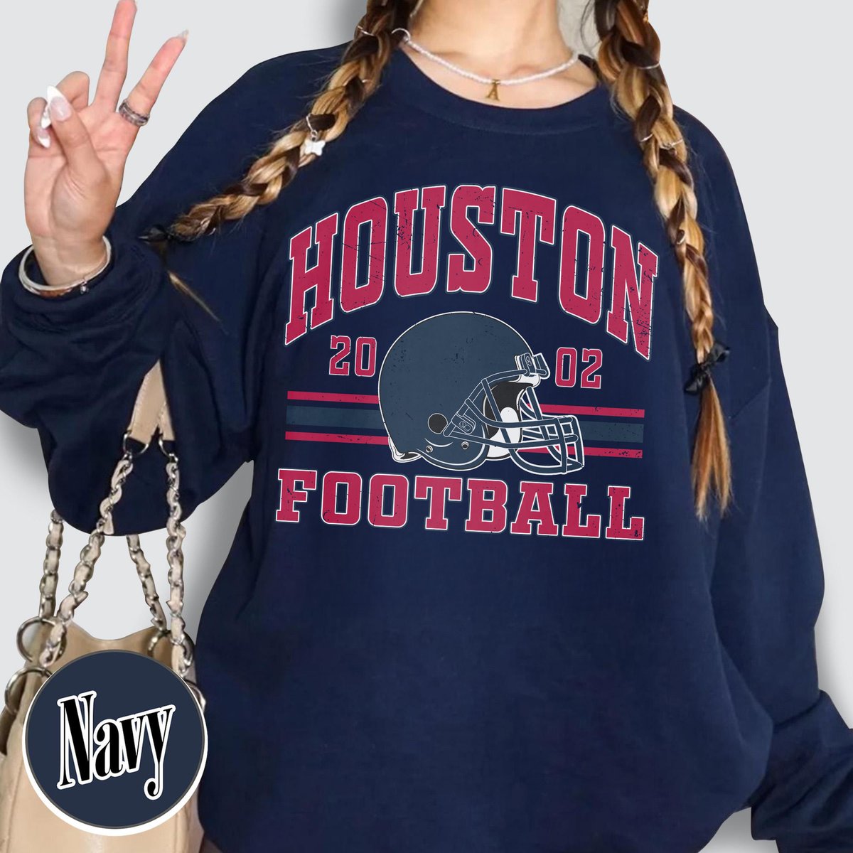 Unisex Houston football vintage crewneck sweatshirt for men and women