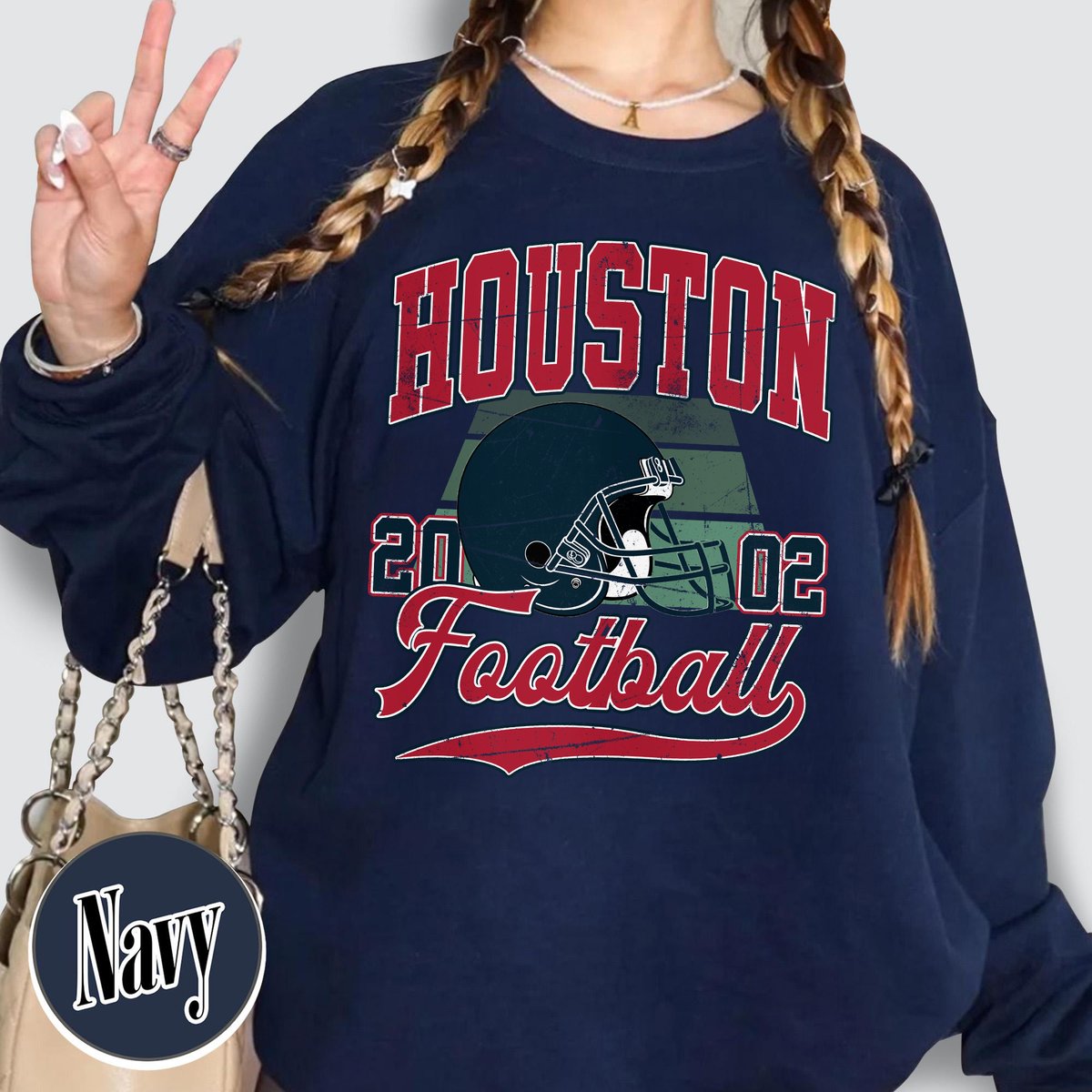 Unisex Houston football vintage crewneck sweatshirt for men and women