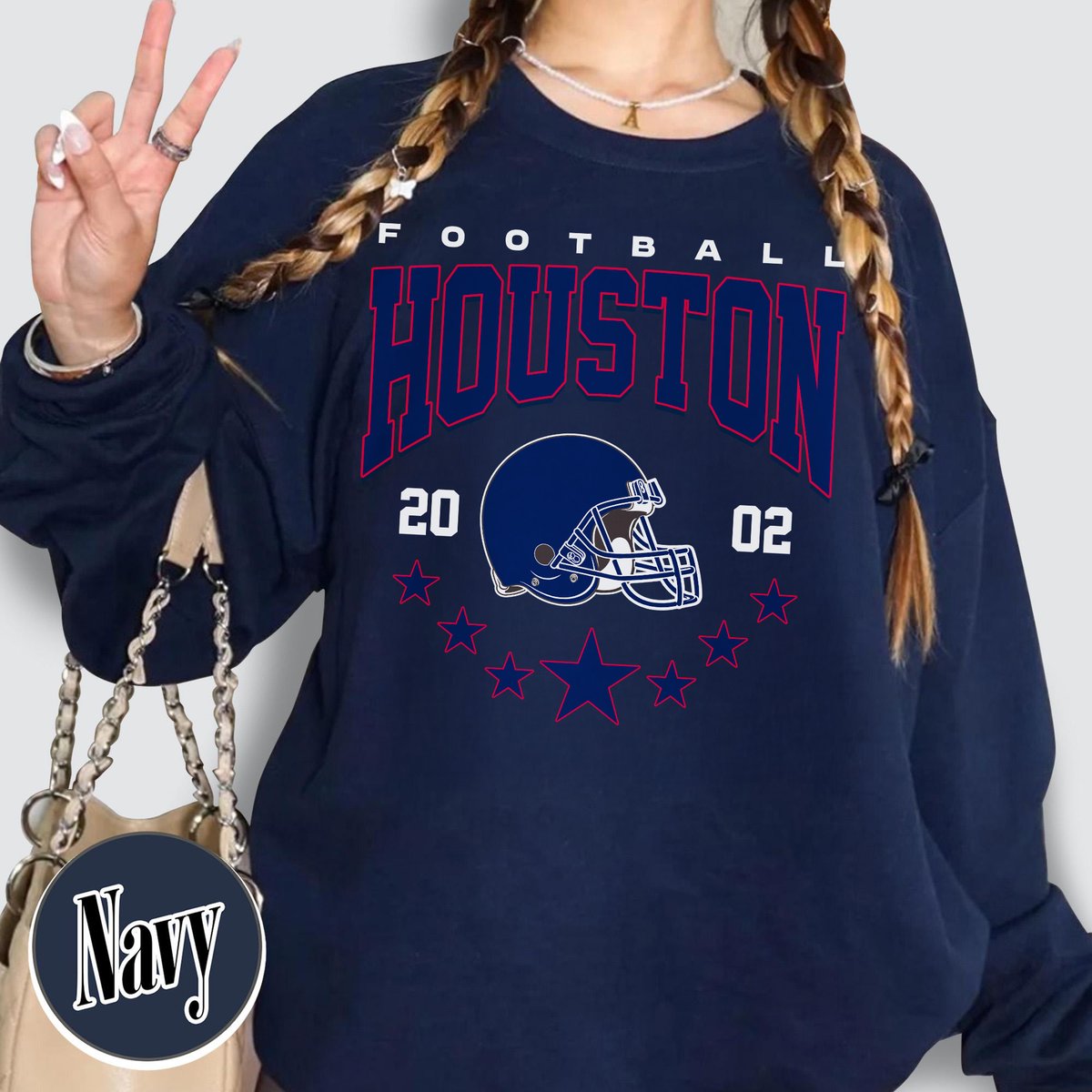 Unisex Houston football vintage crewneck sweatshirt for men and women