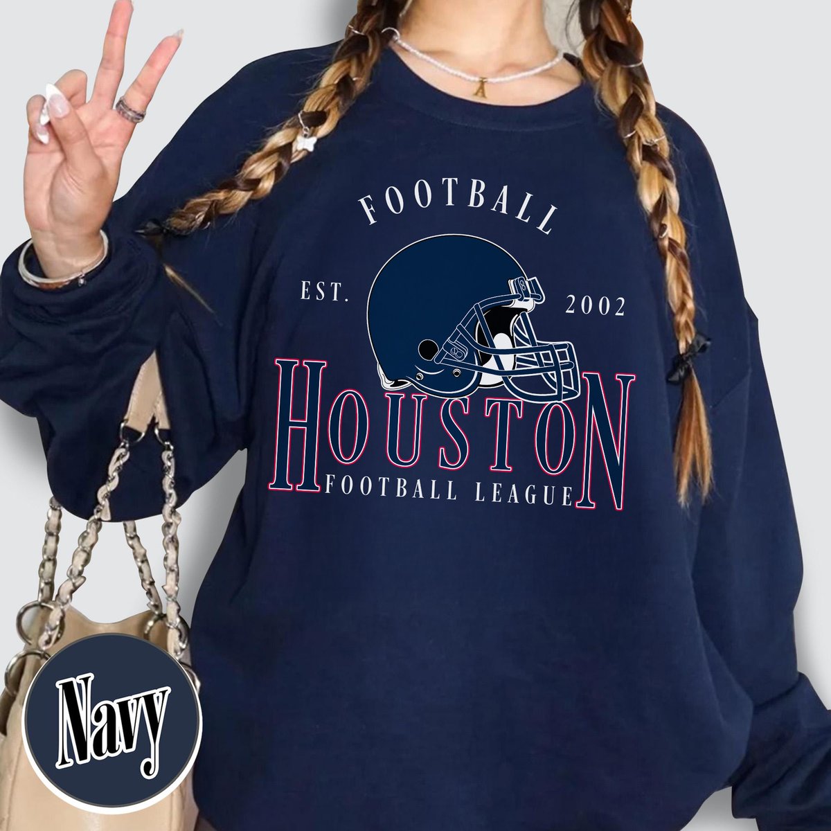 Unisex Houston football vintage crewneck sweatshirt for men and women
