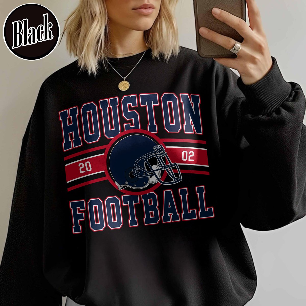 Unisex Houston football vintage crewneck sweatshirt for men and women
