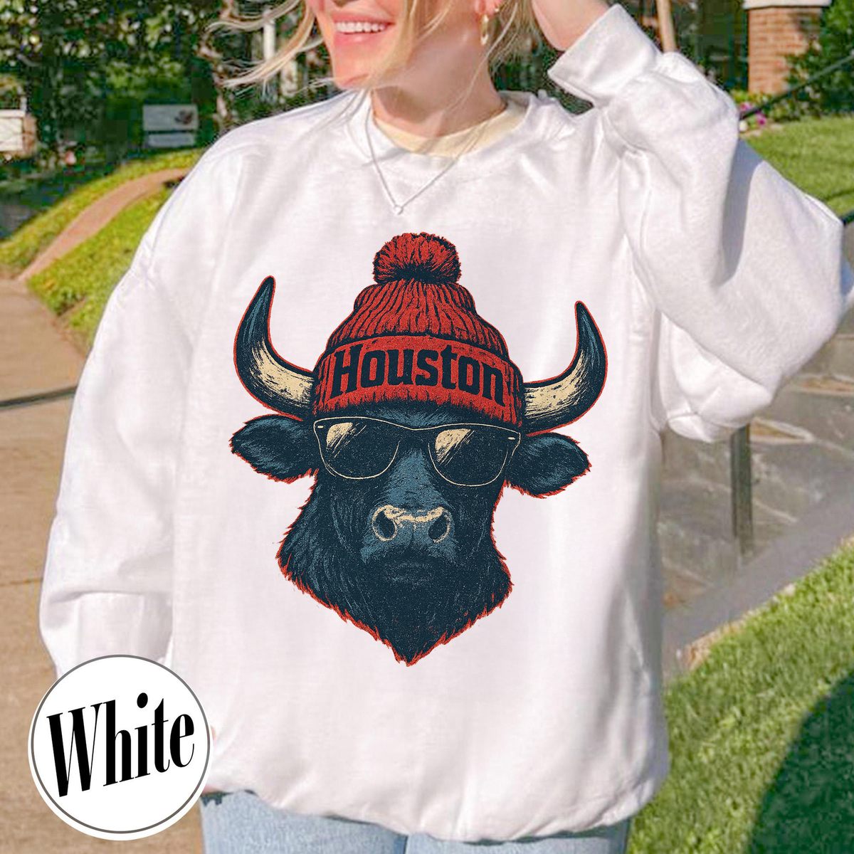 Unisex Houston football vintage crewneck sweatshirt for men and women