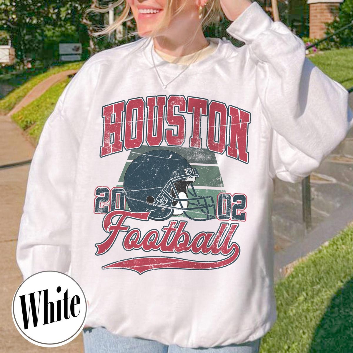 Unisex Houston football vintage crewneck sweatshirt for men and women